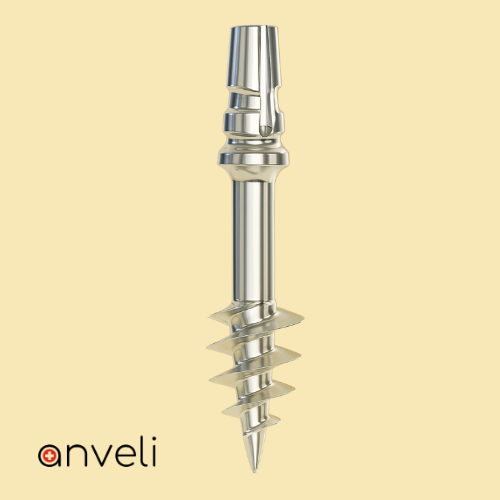 A basal implant on a yellow background.